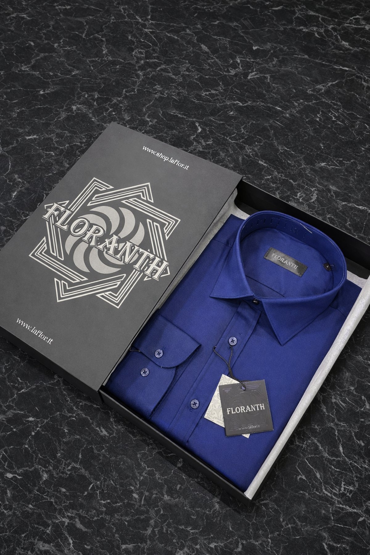 Men's Shirt MOD 013-025 Floranth Cobalt Blue