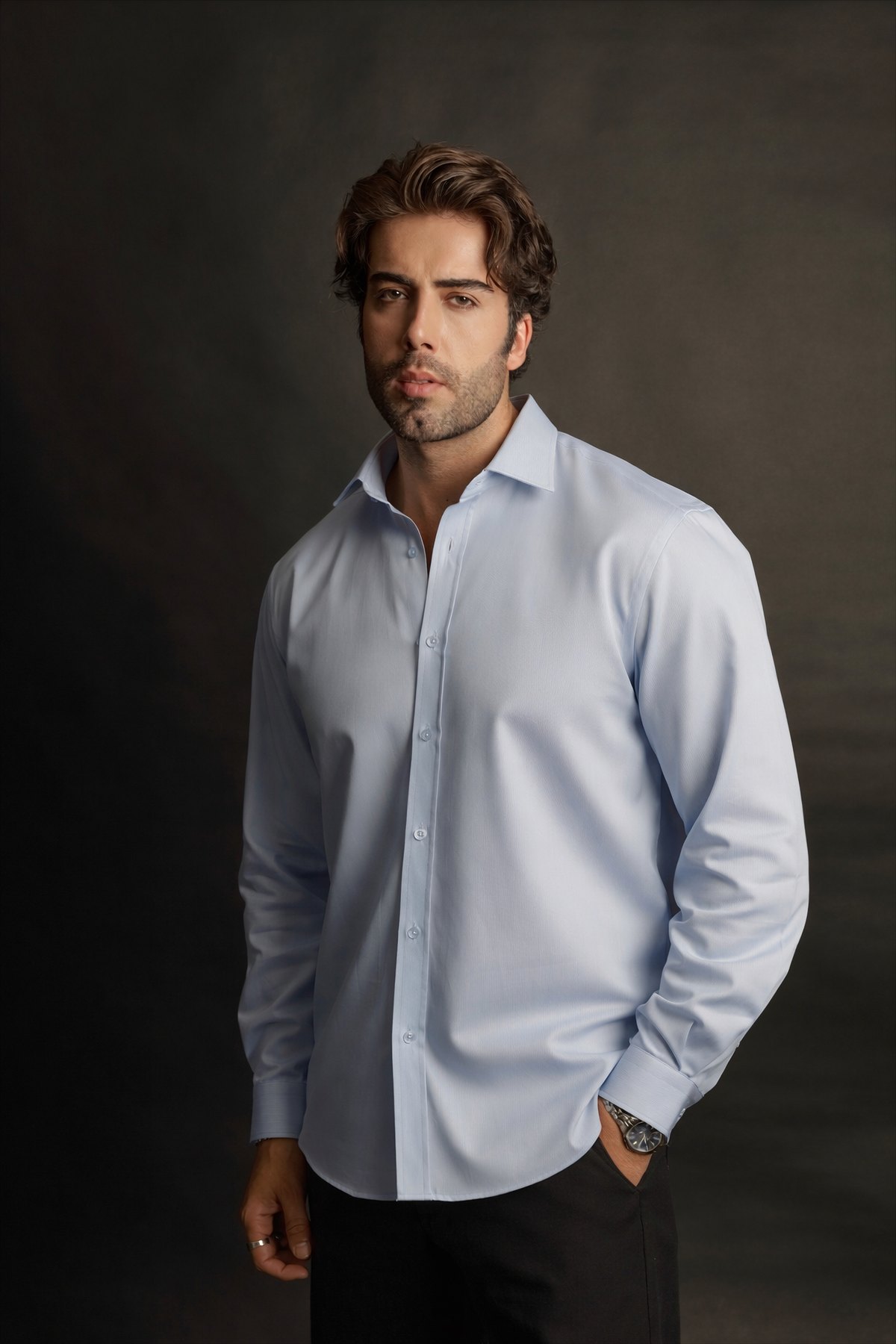Men's Shirt MOD 013-025 Floranth Light Steel Blue