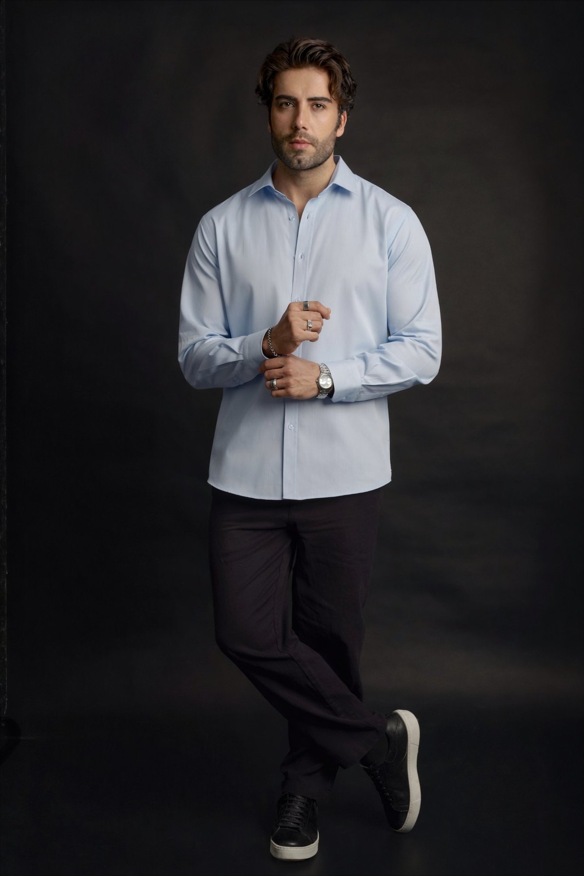Camicia uomo MOD 013-025 Floranth Light Steel Blue