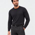 Floranth Essential Fine-Rib Knit Sweater MOD 004-025 – Black, front