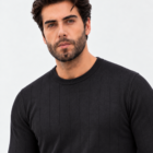 Floranth Essential Fine-Rib Knit Sweater MOD 004-025 – Black, close-up