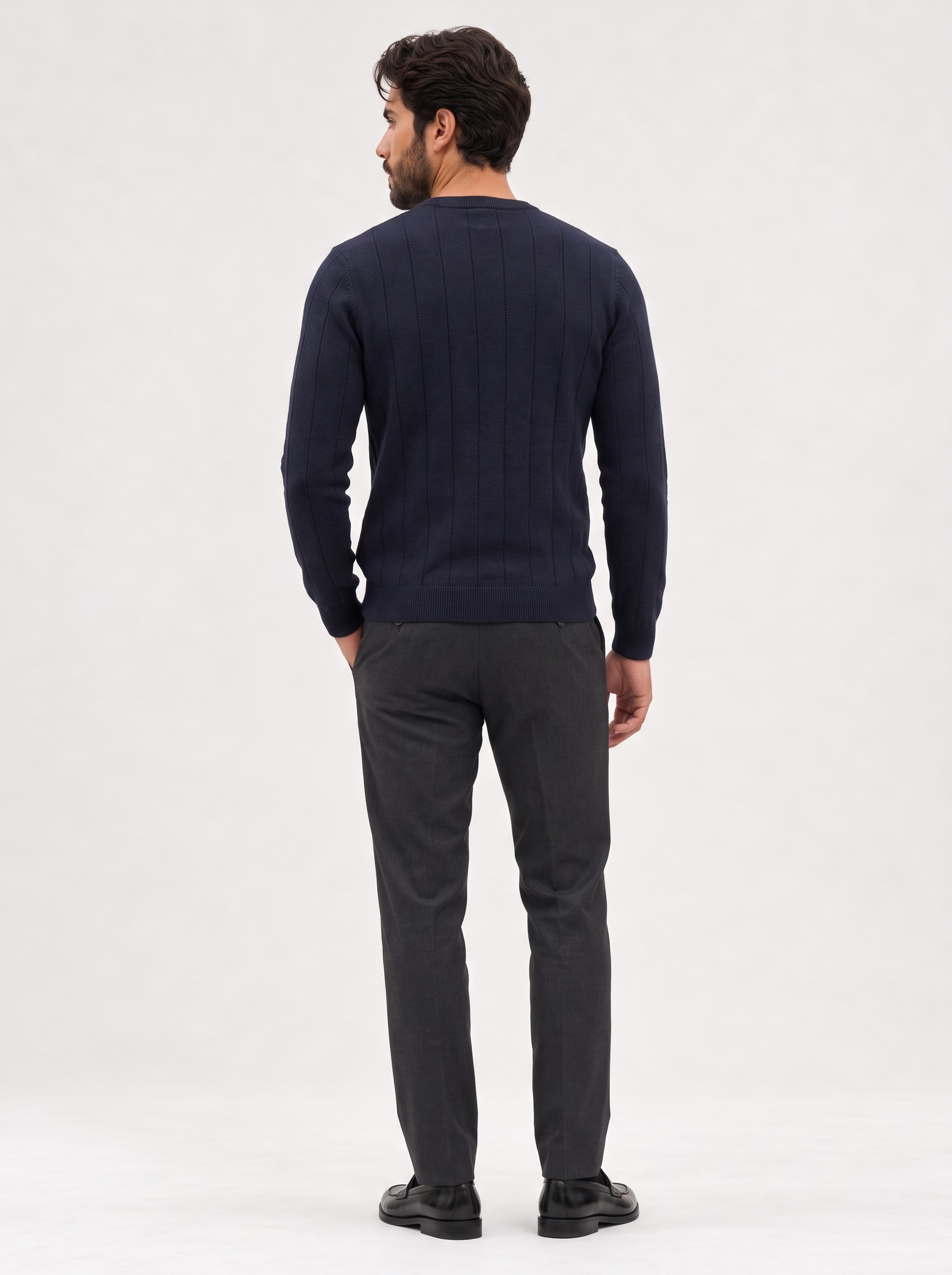 Floranth Essential Fine-Rib Knit Sweater MOD 004-025 – Navy, back