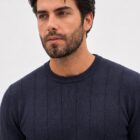Floranth Essential Fine-Rib Knit Sweater MOD 004-025 – Navy, close-up