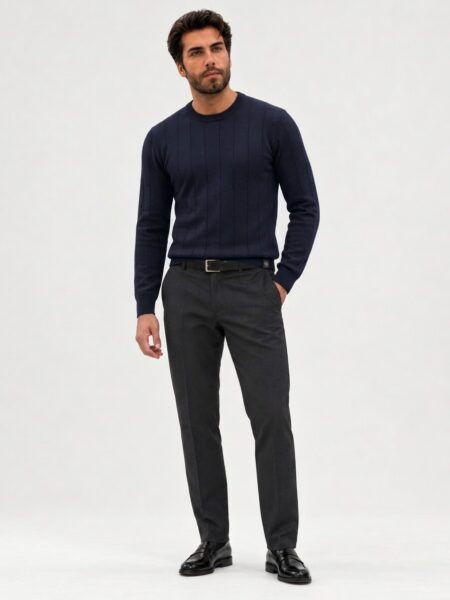 Floranth Essential Fine-Rib Knit Sweater MOD 004-025 – Navy, front